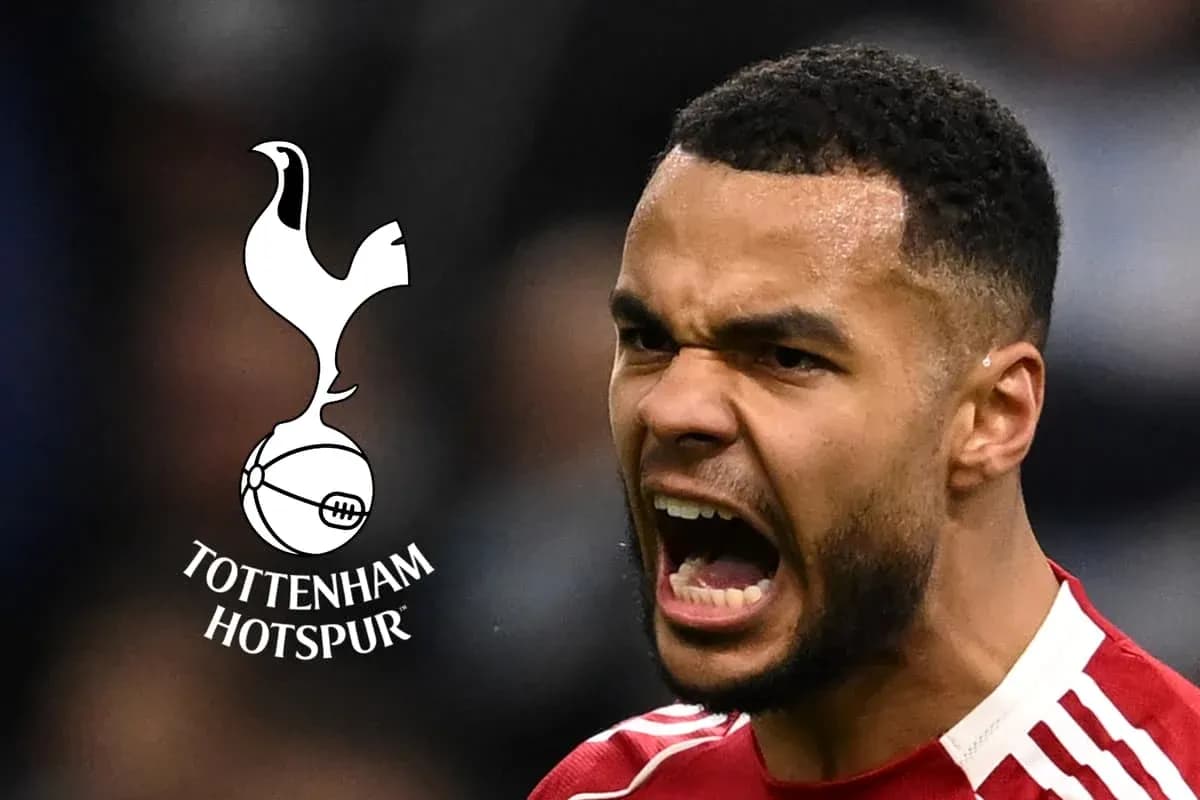 Player celebrating with Tottenham Hotspur logo overlay