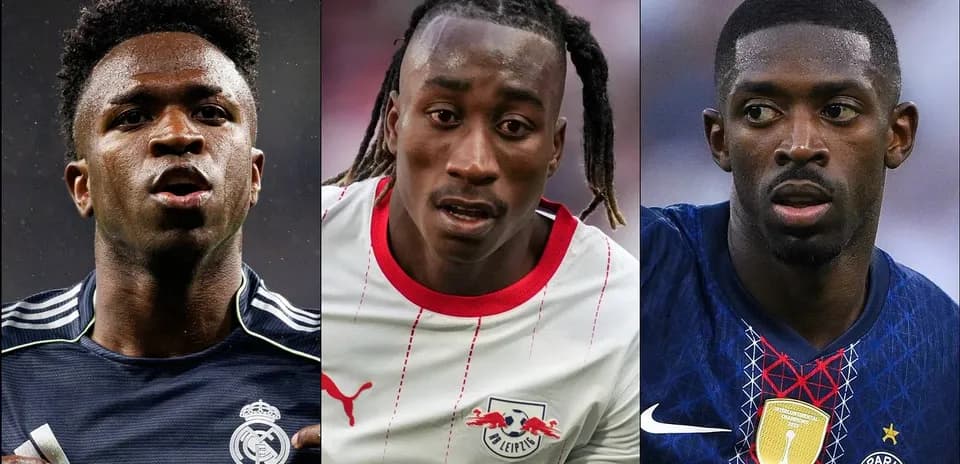Three football players from different clubs in action
