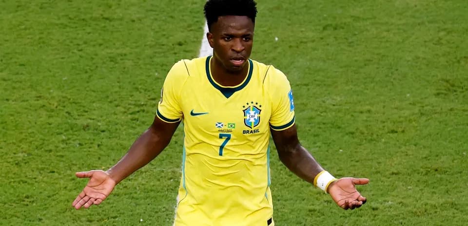 Player gesturing during a match for Brazil