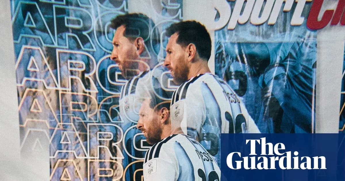 Player in Argentina jersey with repeated graphic background
