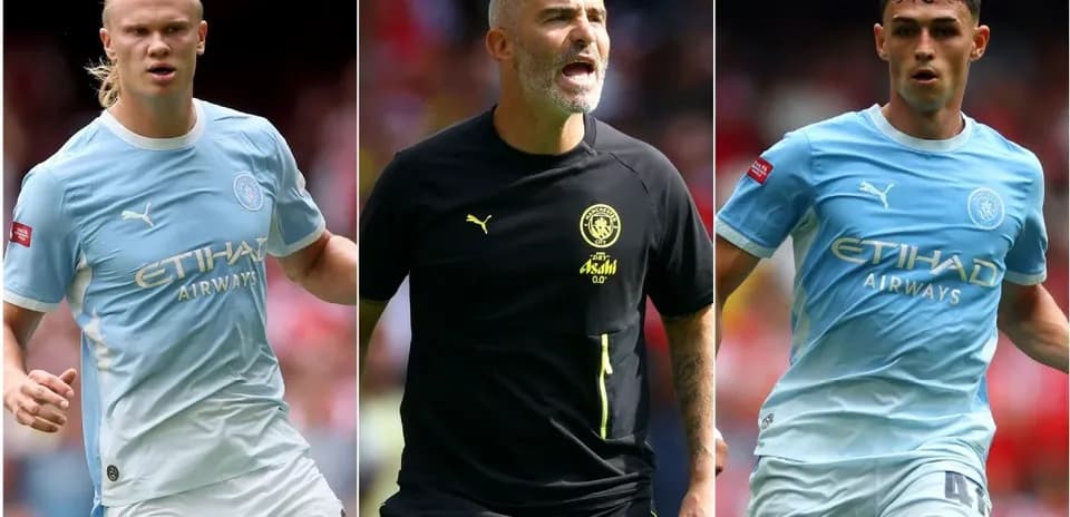 Three Manchester City players during a match