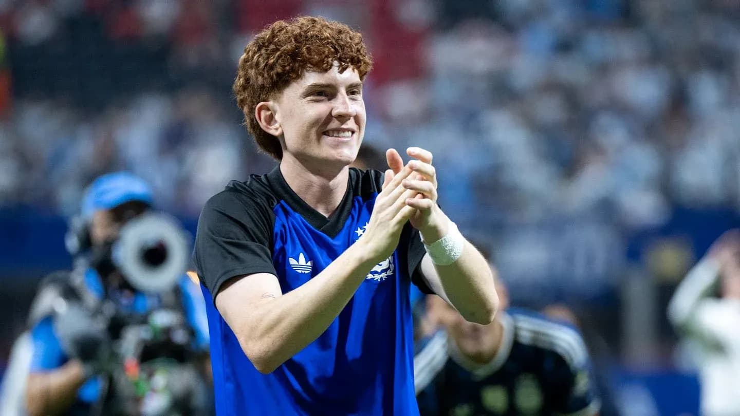 Player celebrating and clapping after the match