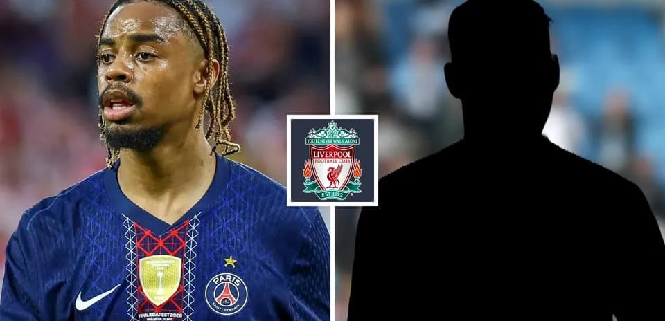 Player in PSG kit with Liverpool logo overlay