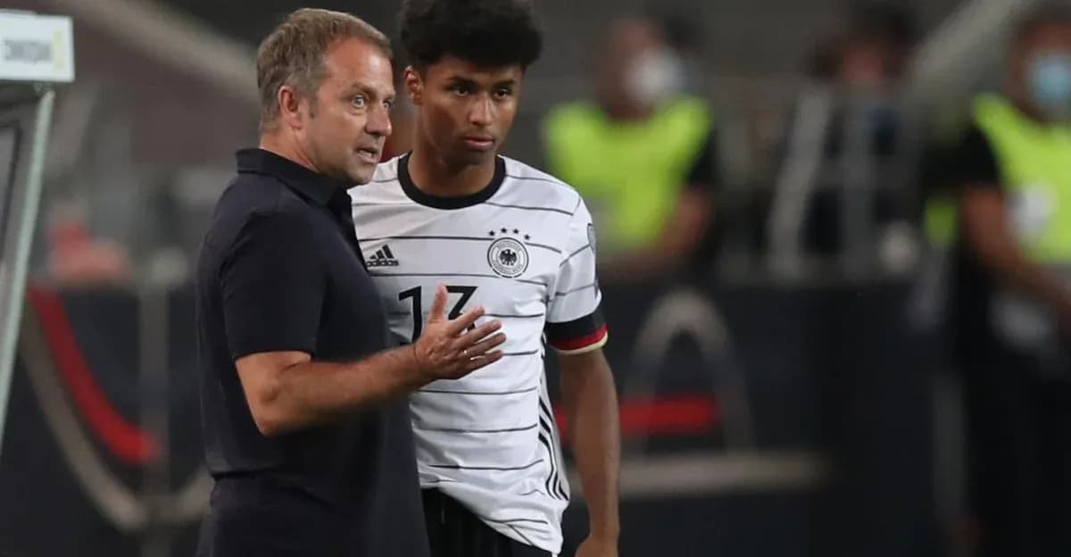 Coach discussing strategy with player during match