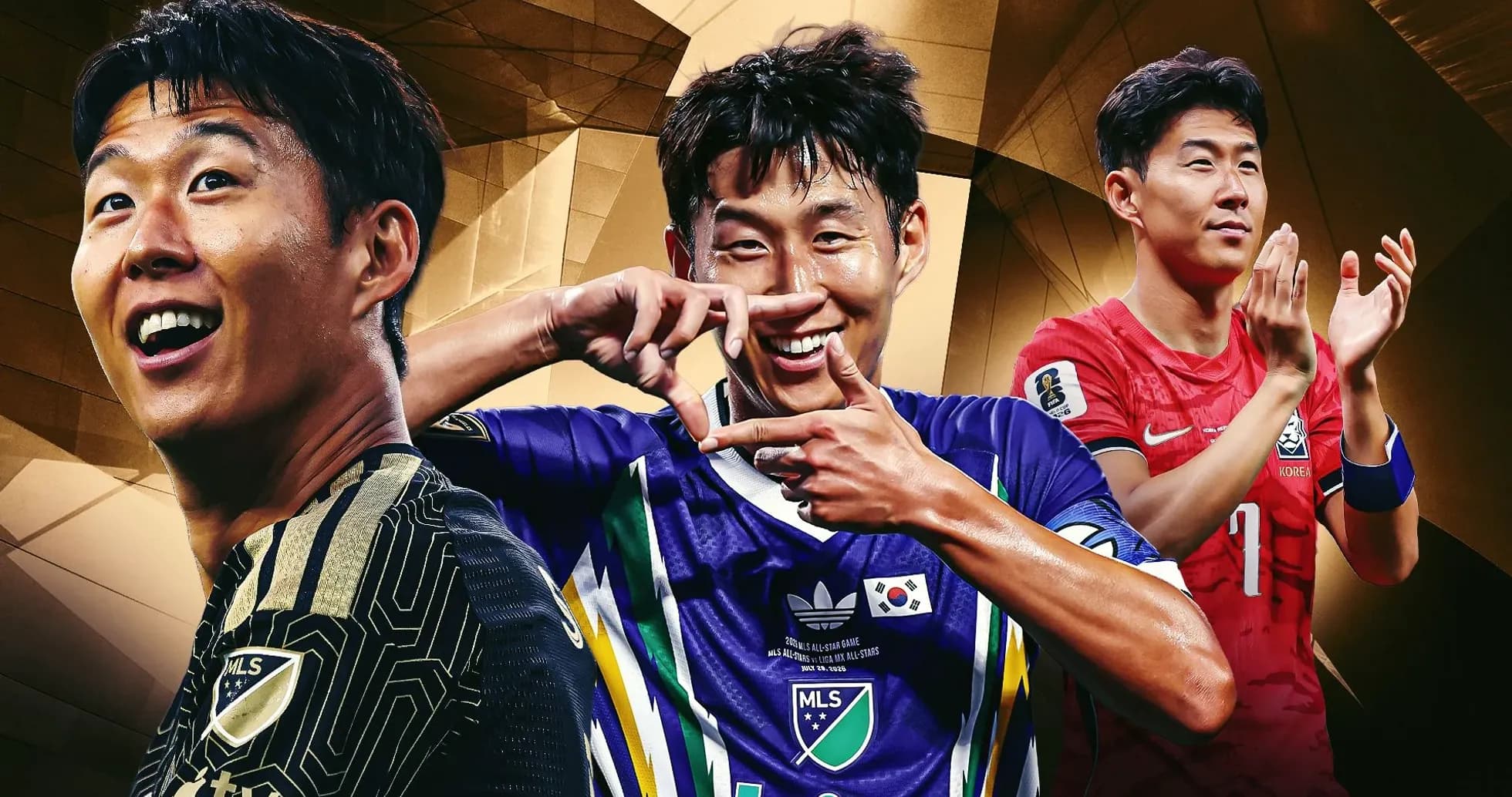 Three football players from South Korea in action