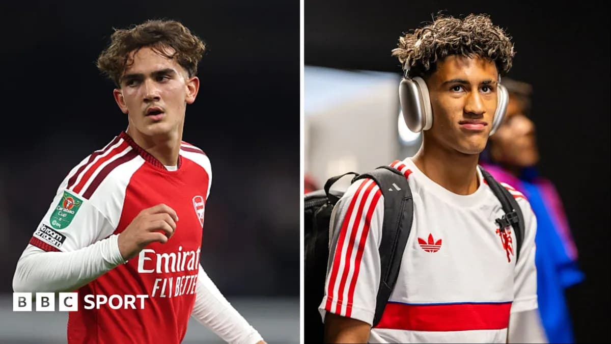 Two young football players in different settings