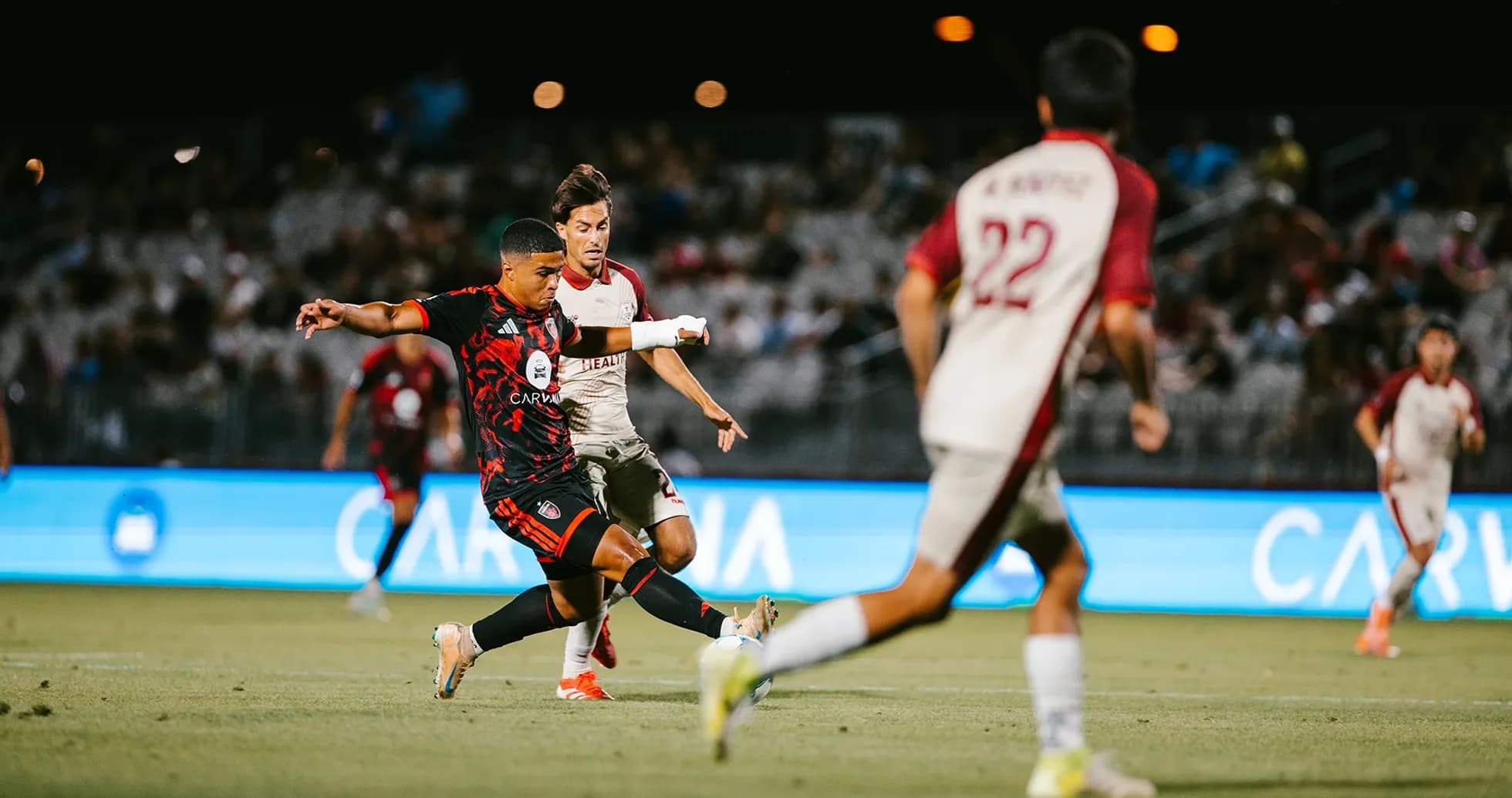 Player kicking the ball during Phoenix Rising match