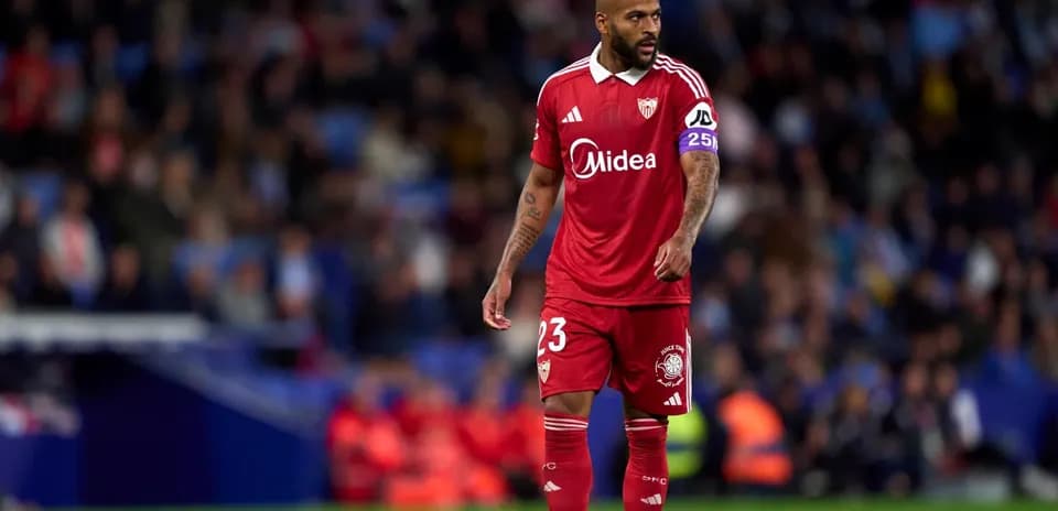 Sevilla player in red jersey during match