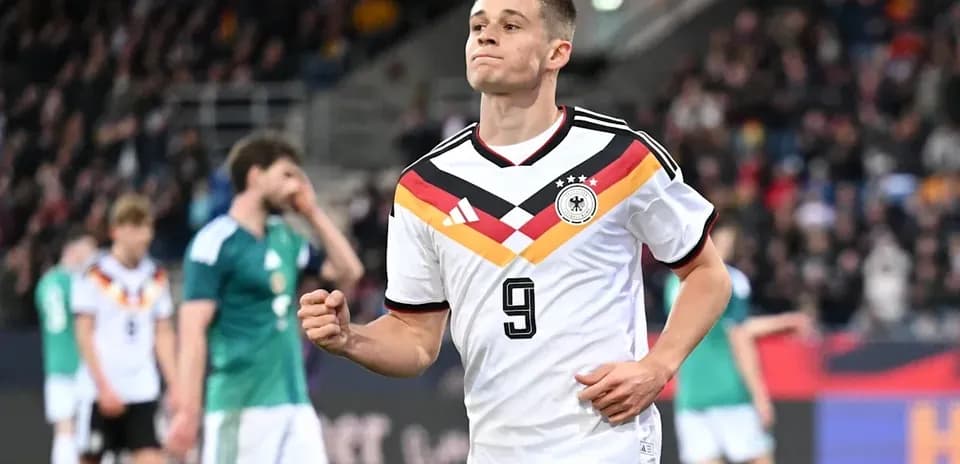 German player celebrating a goal during match