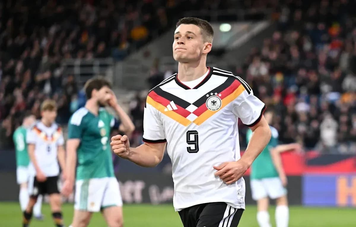 German player celebrating a goal during match