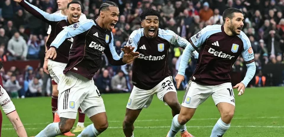 Aston Villa players celebrating a goal