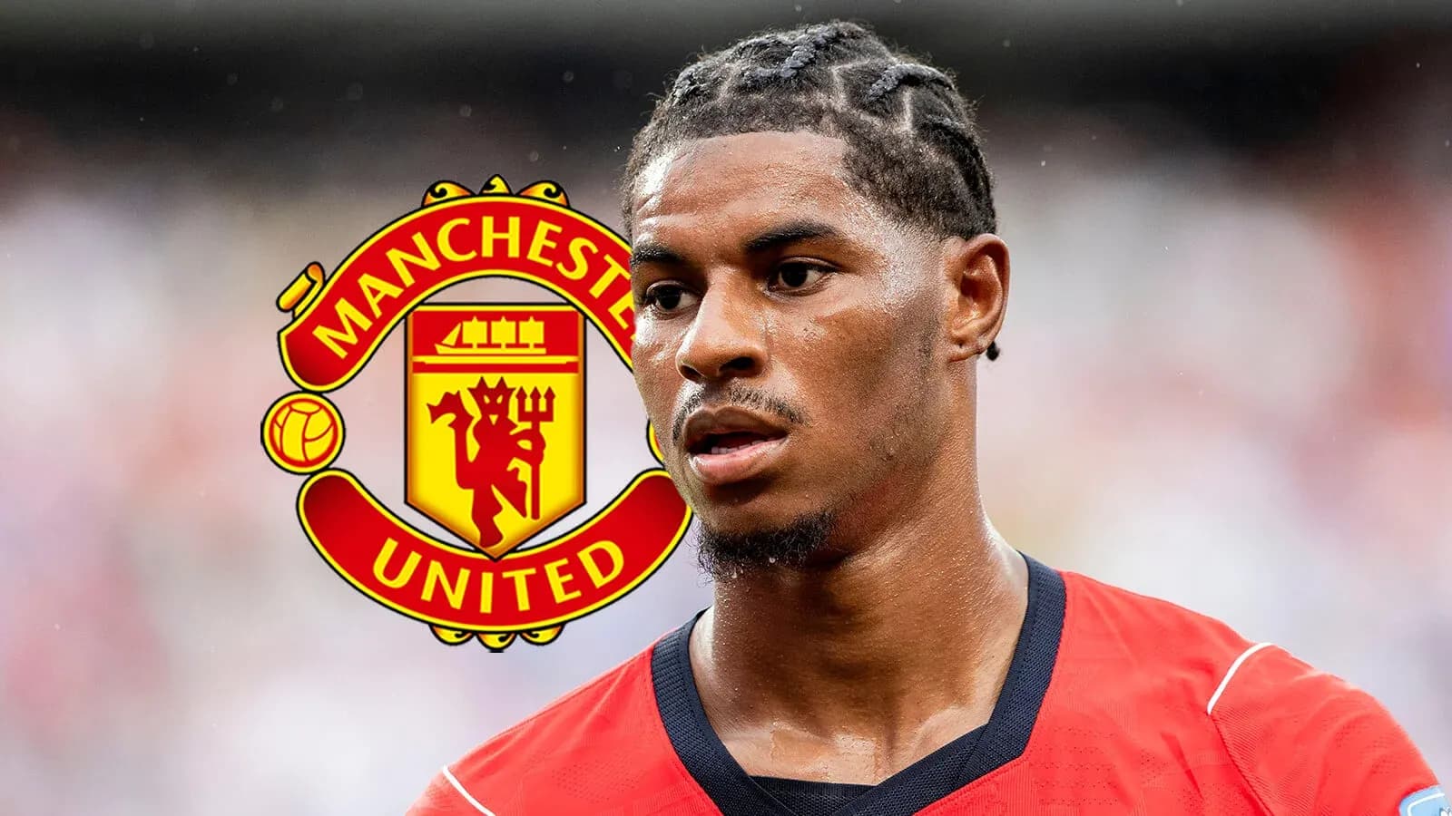 Player in red jersey with Manchester United logo