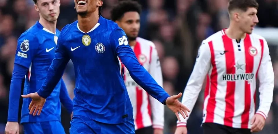 Chelsea player celebrating a goal against Brentford