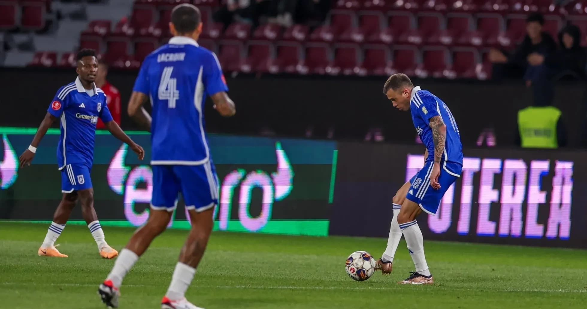 Universitatea Craiova players in action during match