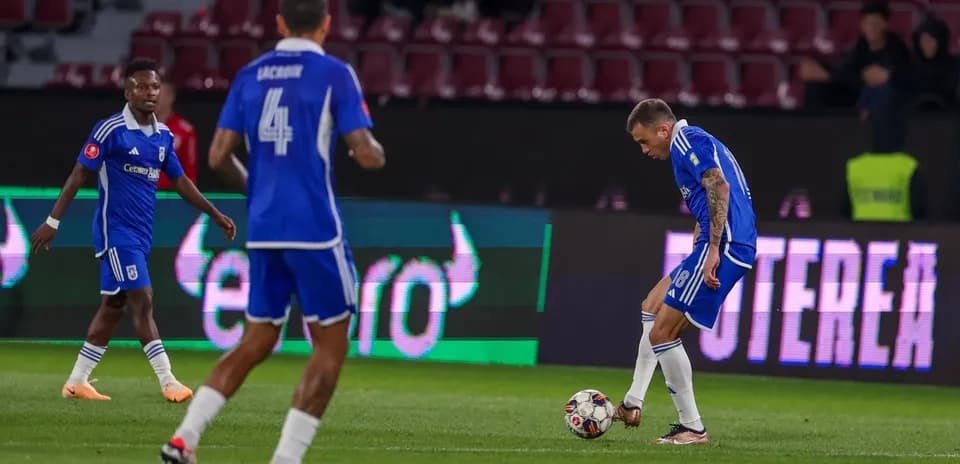 Universitatea Craiova players in action during match