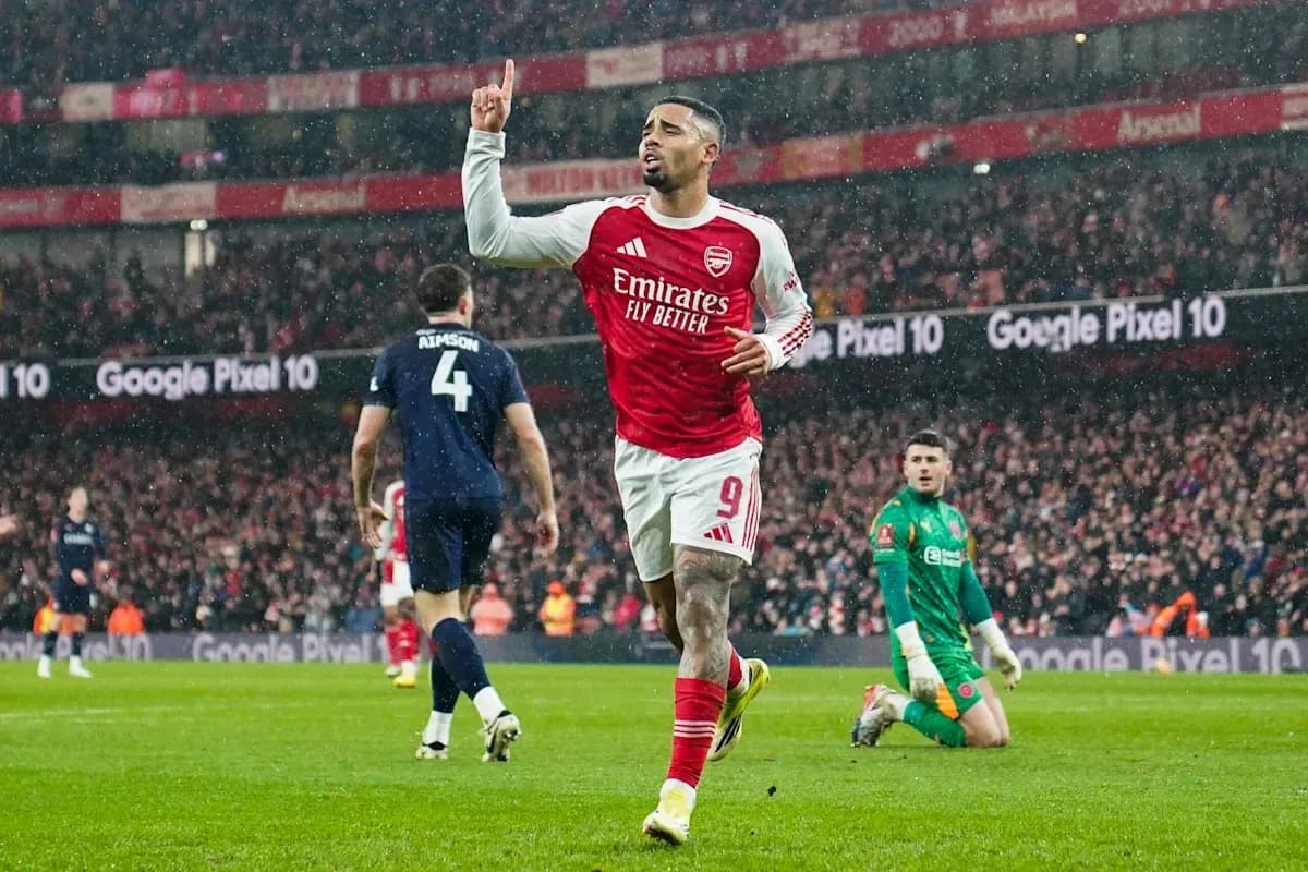Arsenal player celebrating goal during match