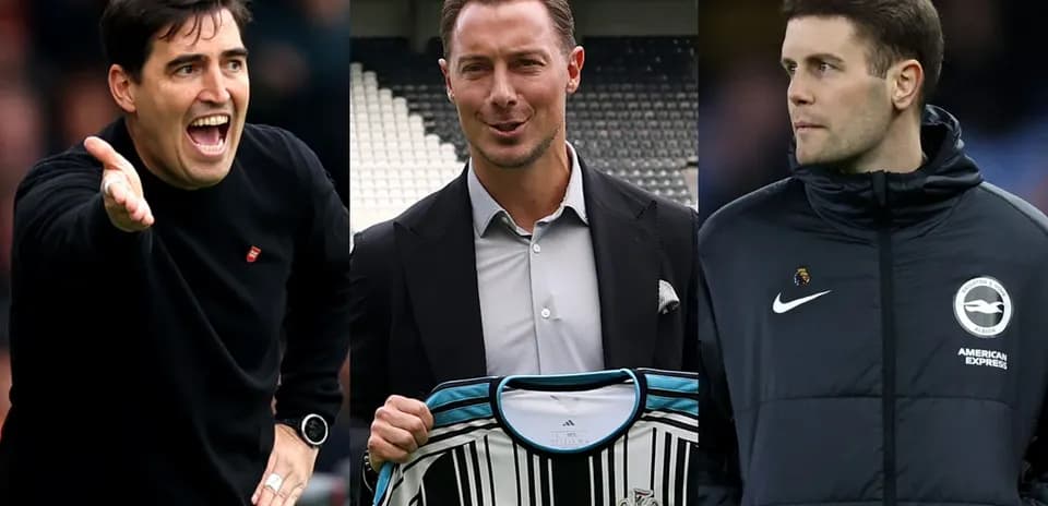 Three football coaches in different poses and attire