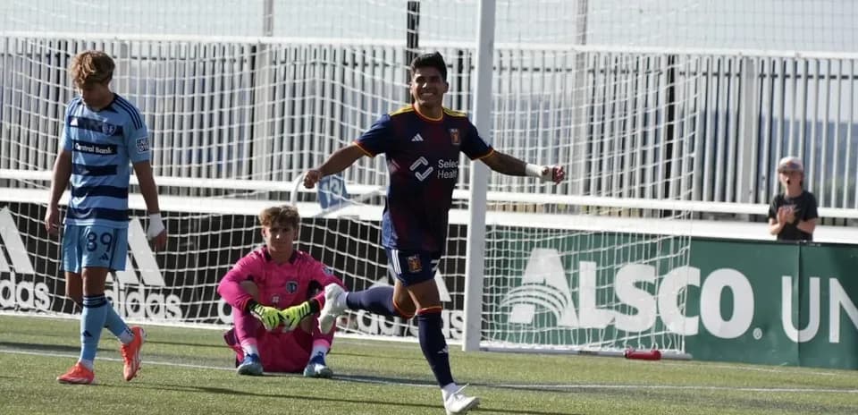 Real Monarchs player celebrating a goal