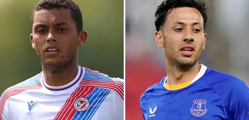 Two football players in club jerseys, side by side