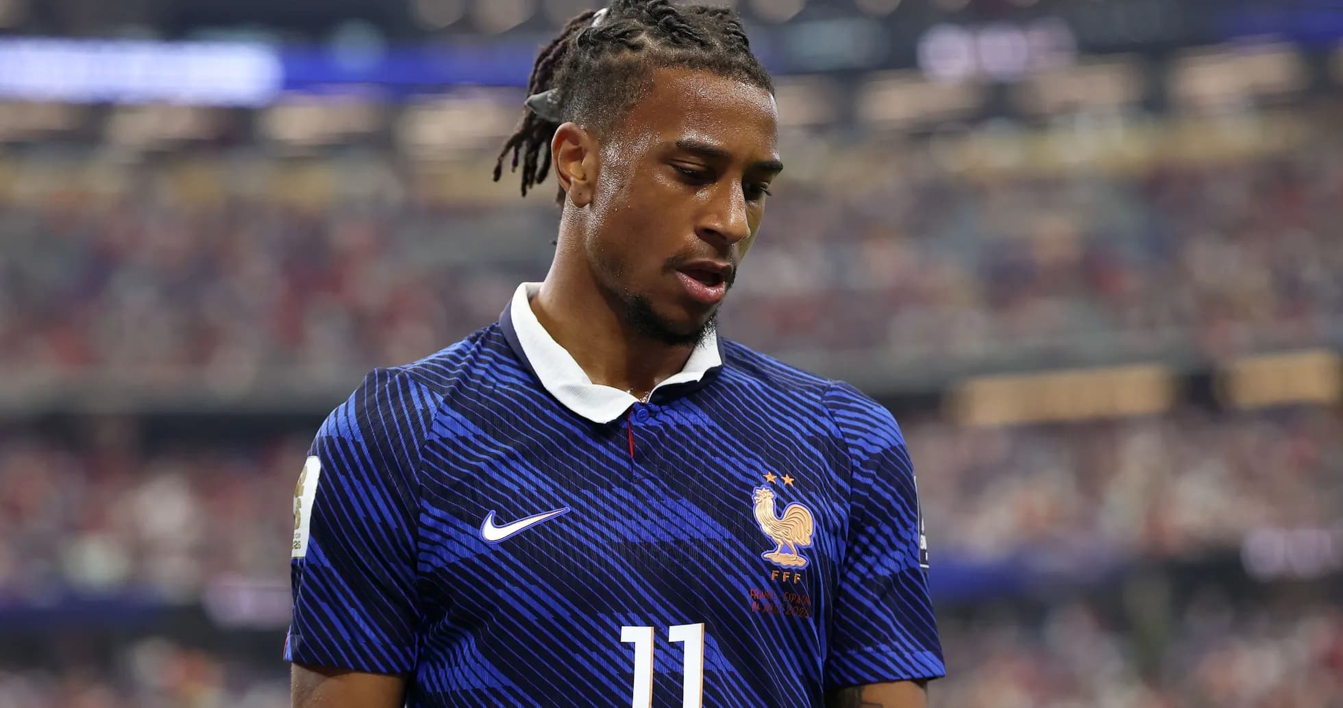 French player wearing jersey during match