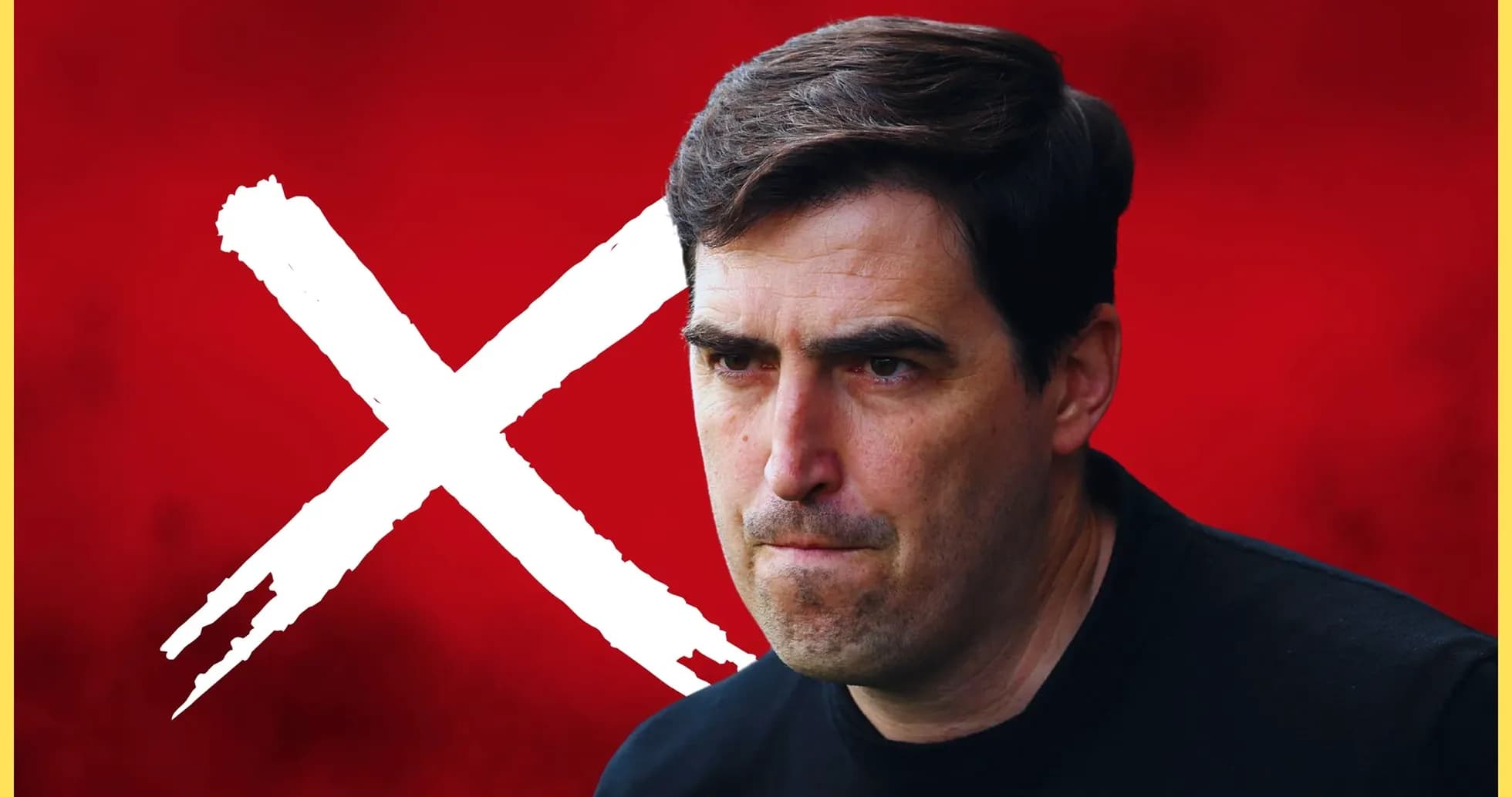 Coach looking serious against a red background
