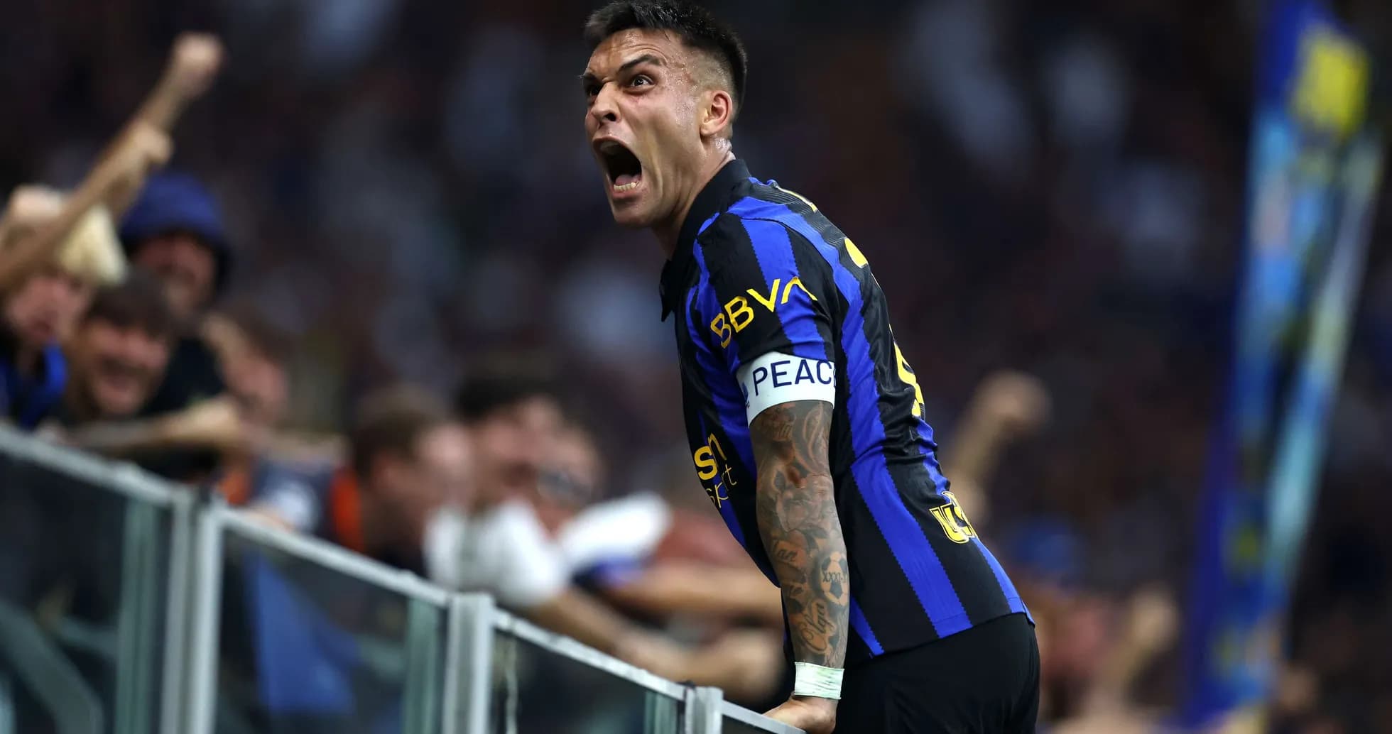 Lautaro Martínez celebrating a goal for Inter
