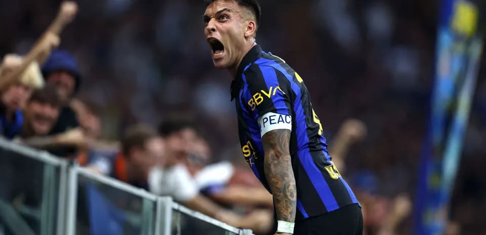 Lautaro Martínez celebrating a goal for Inter