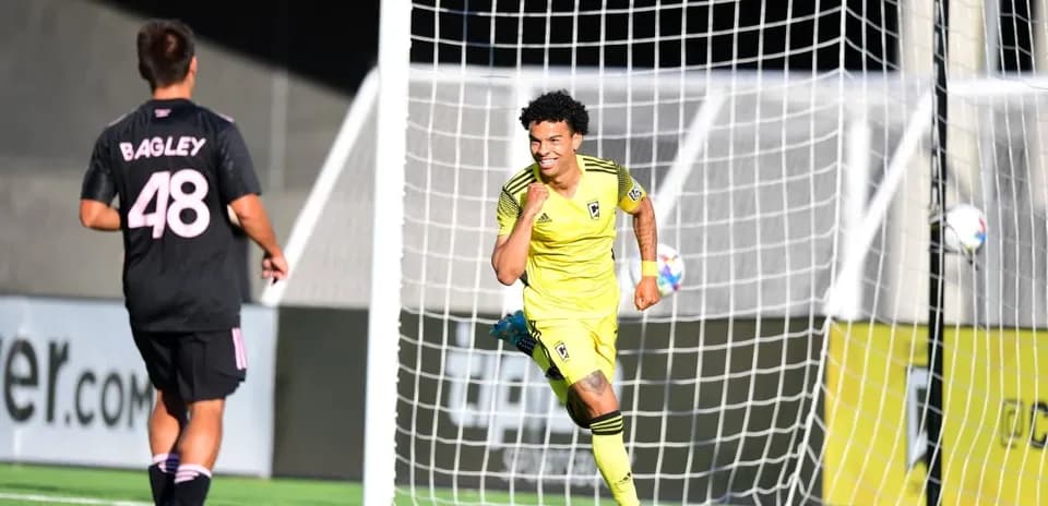 Columbus Crew II player celebrating a goal