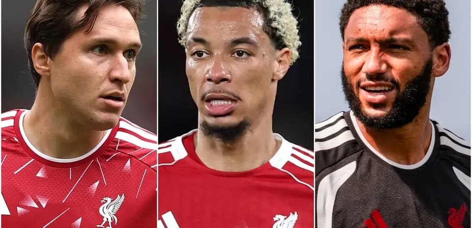Three Liverpool players in team jerseys