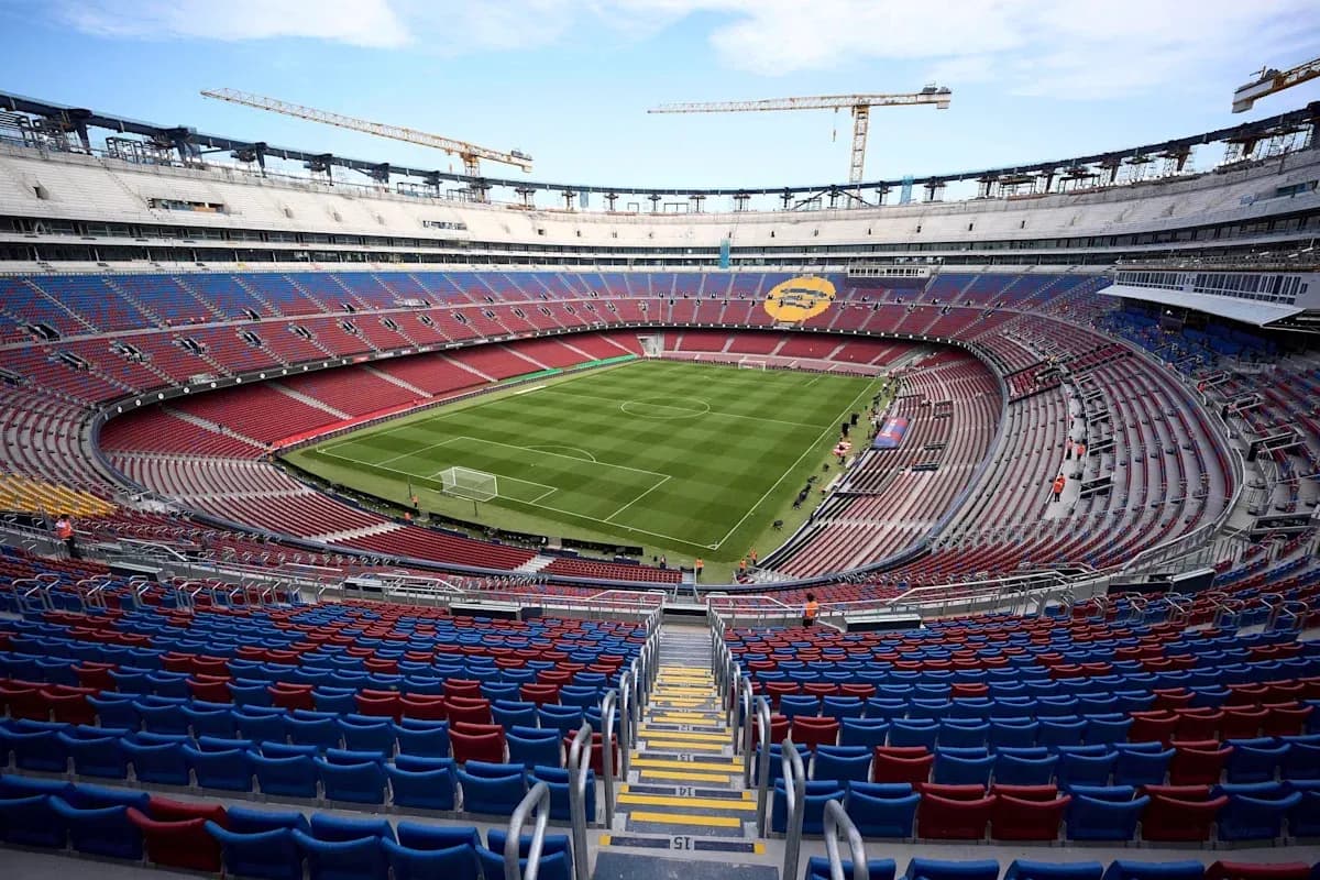 View of Camp Nou stadium with empty seats