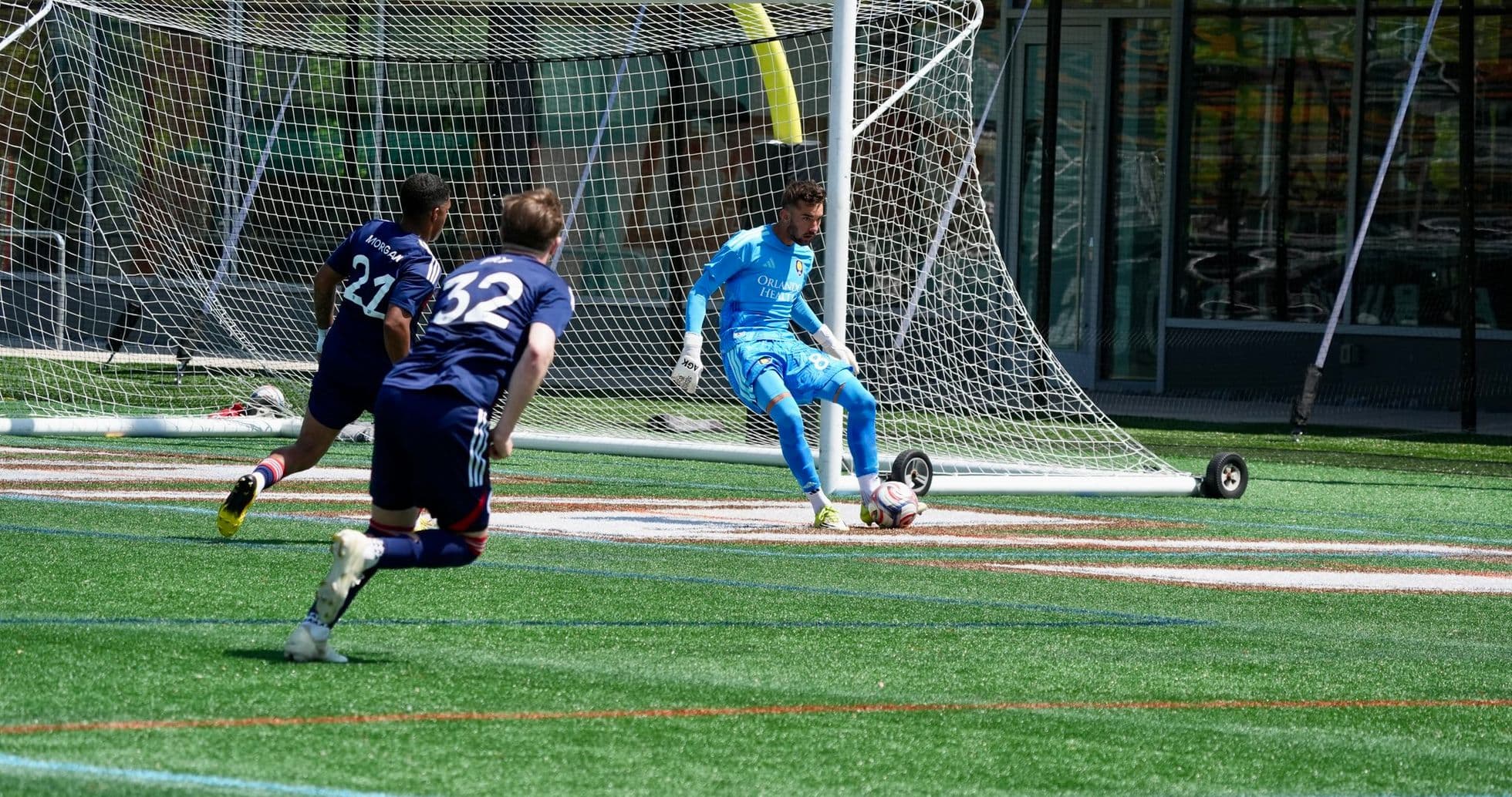 Goalkeeper preparing to make a save during match