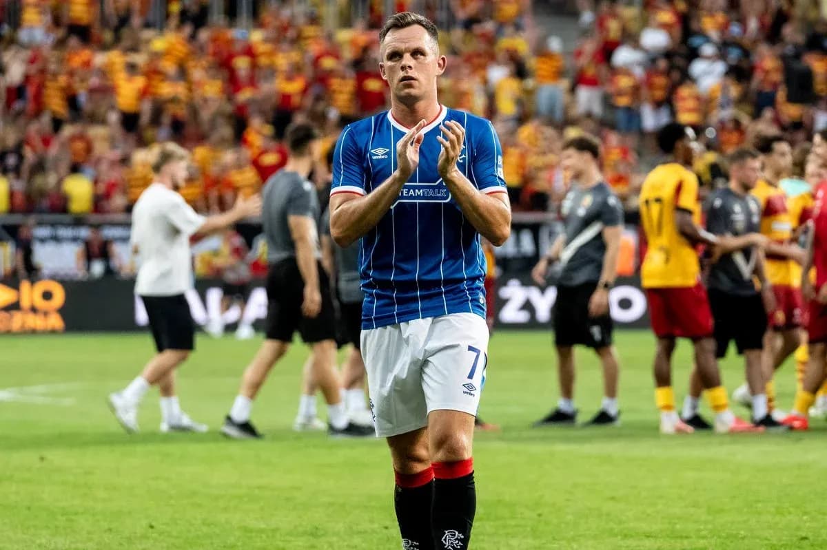 Rangers player applauding fans after match