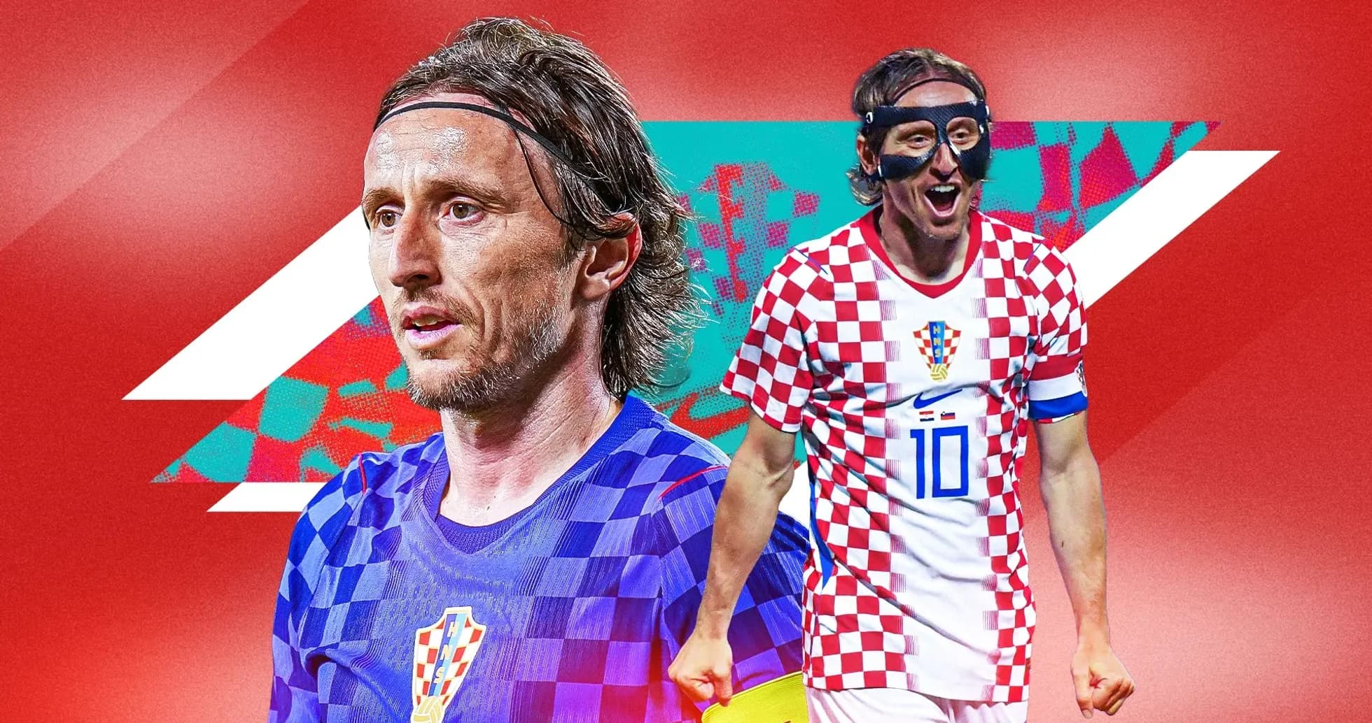 Luka Modrić in Croatia kit with mask and jersey