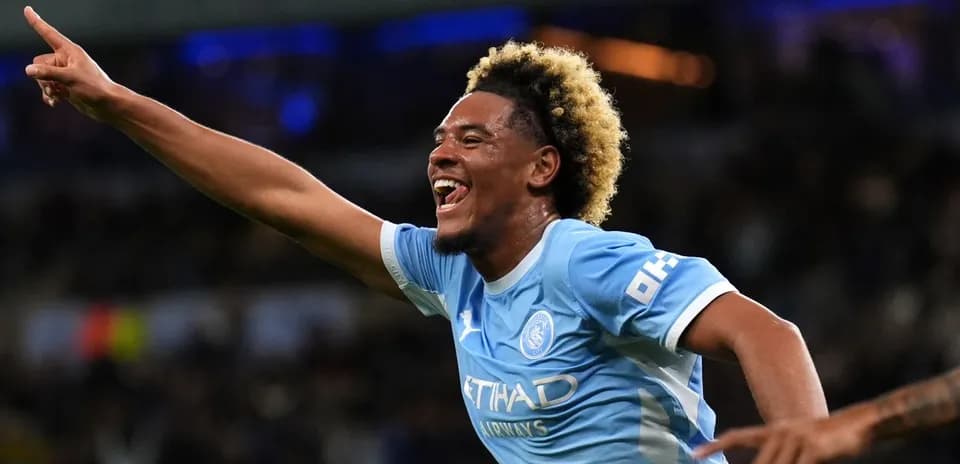Player celebrating a goal for Manchester City