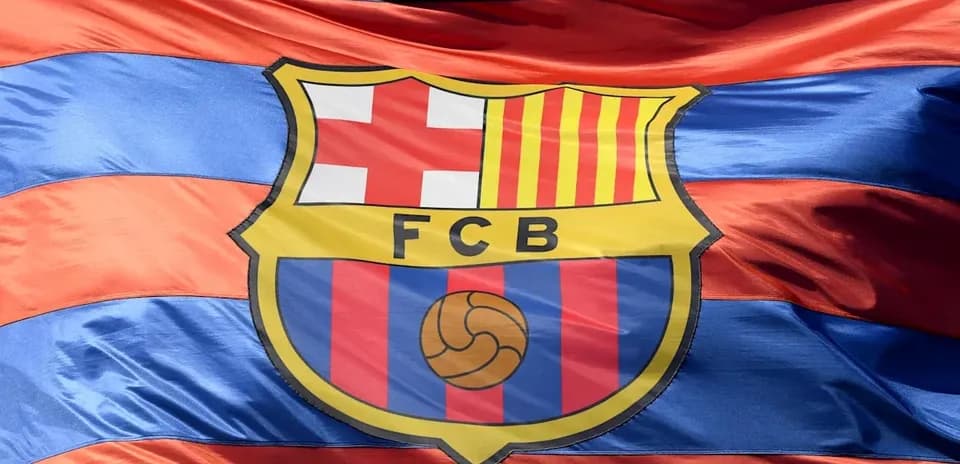 FC Barcelona flag with red and blue stripes