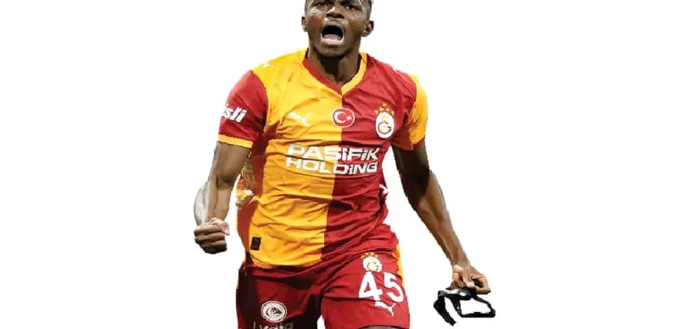 Player celebrating goal in Galatasaray jersey