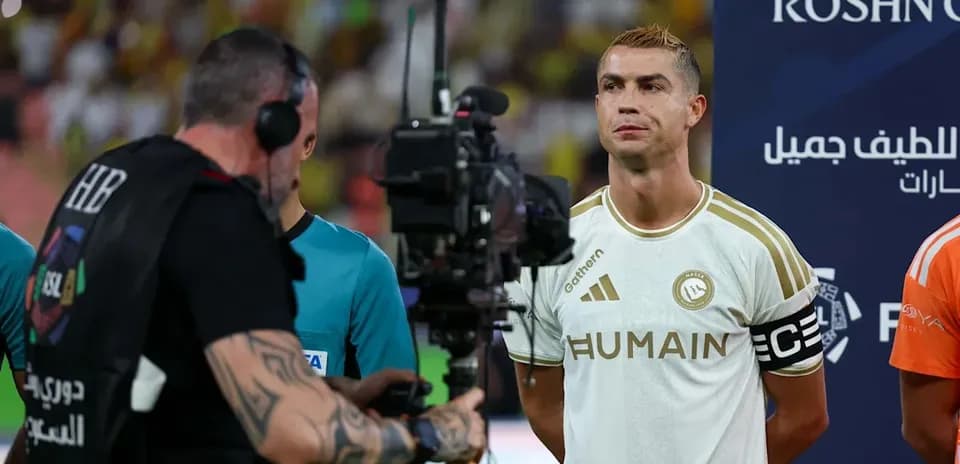 Cristiano Ronaldo standing for pre-match interview