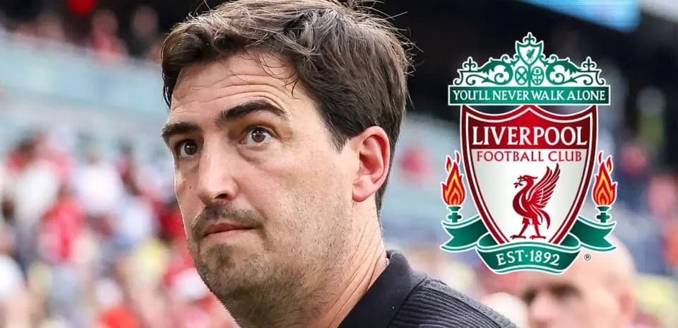 Person looking towards the Liverpool FC logo