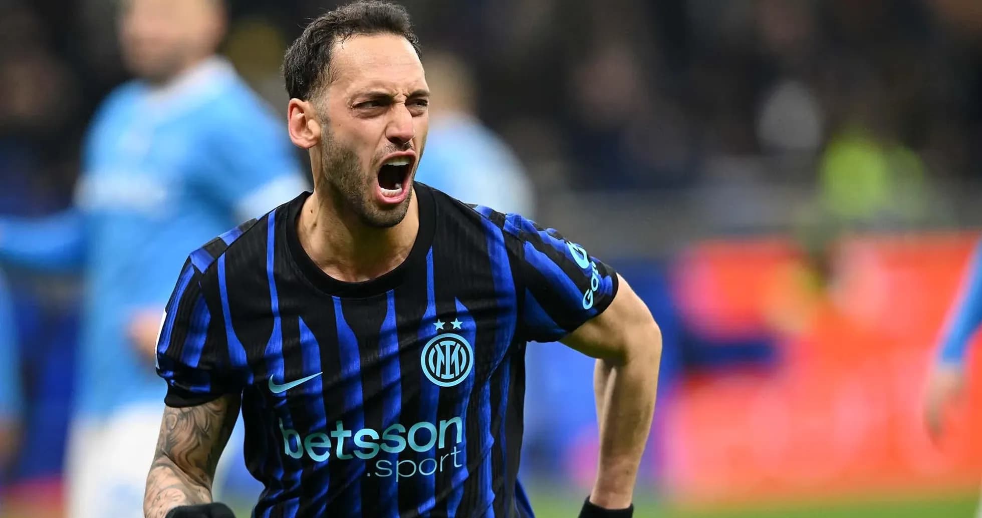 Inter player celebrating during match against Napoli