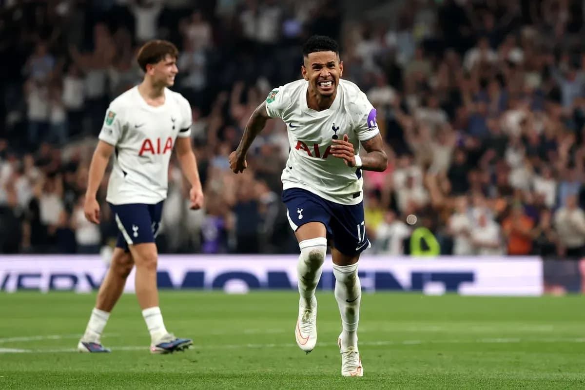 Tottenham player celebrating a goal during match