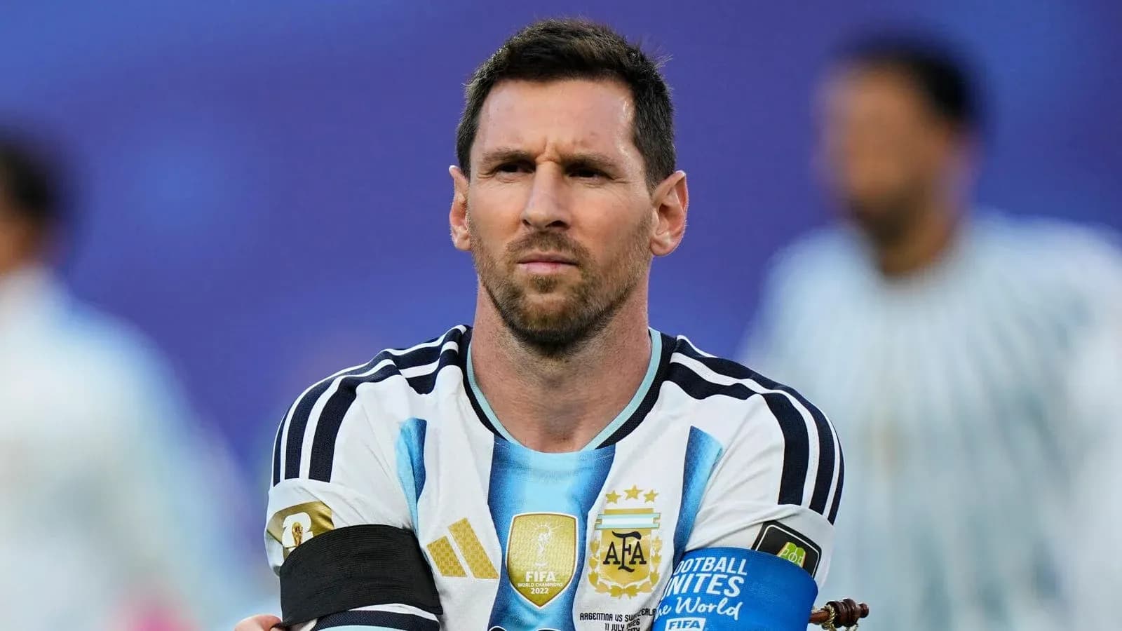 Lionel Messi in Argentina jersey during match