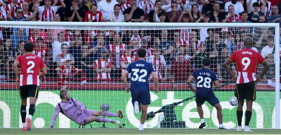 Player taking a penalty kick in front of goal