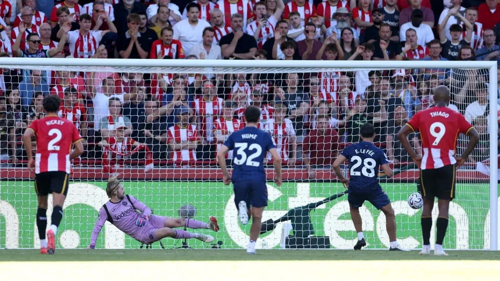 Player taking a penalty kick in front of goal