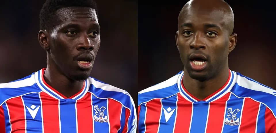 Two Crystal Palace players during match close-up