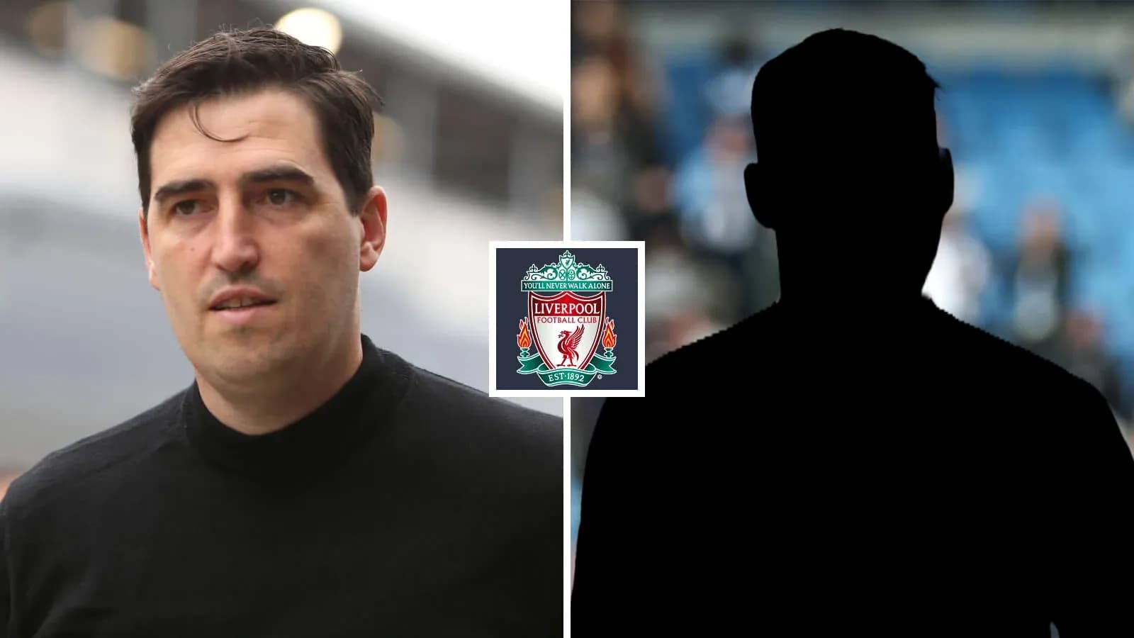 Man walking near Liverpool FC logo and silhouette Man walking near Liverpool FC logo and silhouette