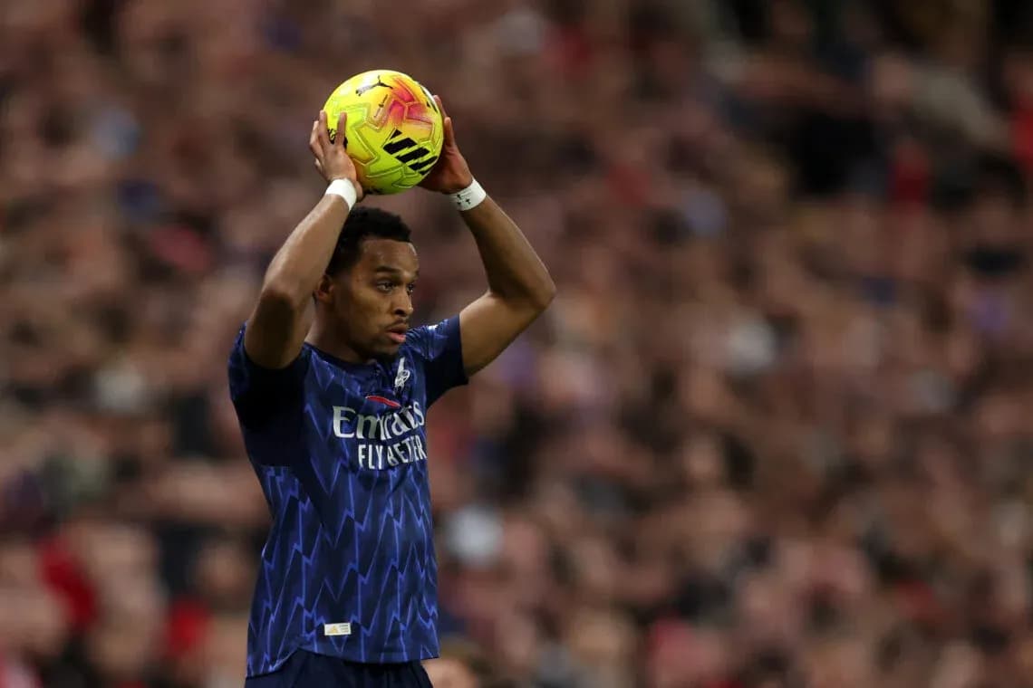 Player taking a throw-in during match Player taking a throw-in during match