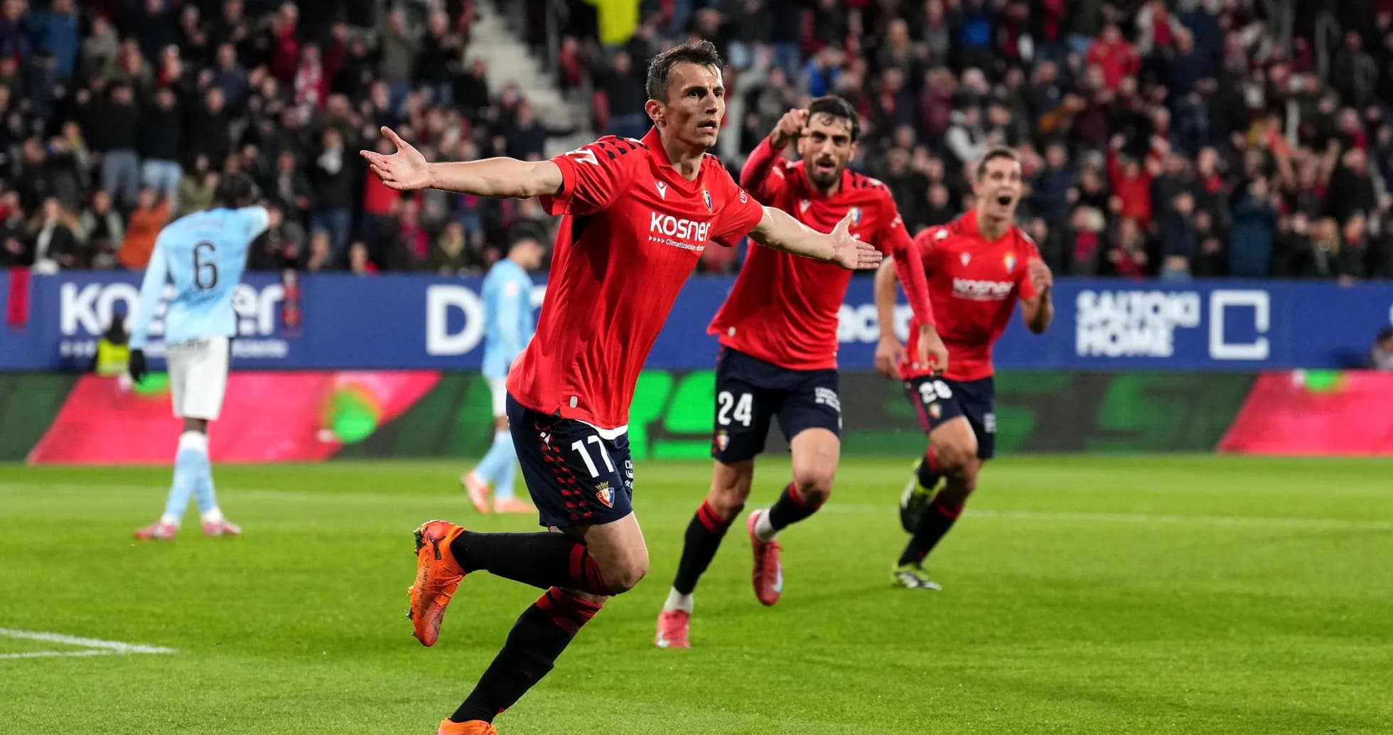 Osasuna player celebrating a goal during match Osasuna player celebrating a goal during match