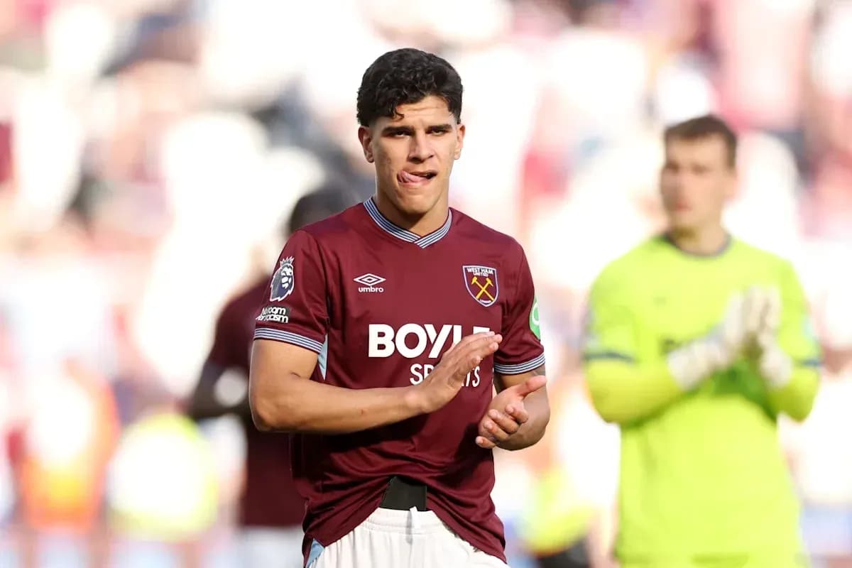 West Ham player applauding fans after the match West Ham player applauding fans after the match