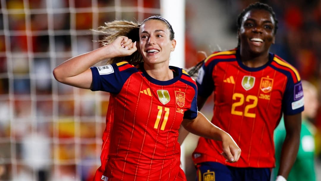 Spanish players celebrating a goal during match Spanish players celebrating a goal during match