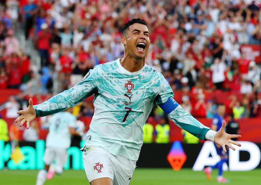 Cristiano Ronaldo celebrating during match Cristiano Ronaldo celebrating during match